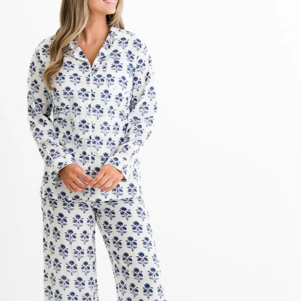 Best Pomegranate Inc Agra Bloom Indigo Pajama Top