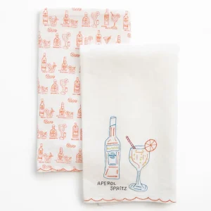 Discount Pomegranate Inc Aperol Spritz Linen Tea Towels