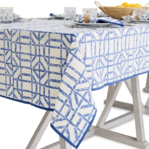 New Pomegranate Inc Blue Bamboo Tablecloth