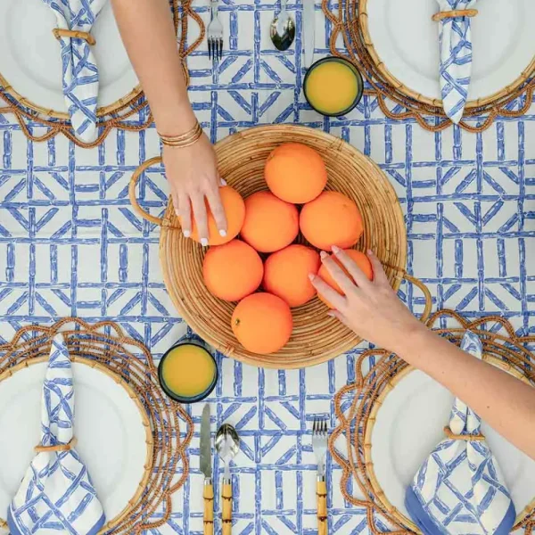 New Pomegranate Inc Blue Bamboo Tablecloth