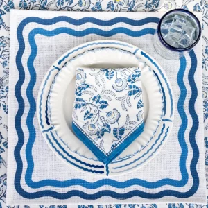 New Pomegranate Inc Blue Square Wave Placemat | Set of 4