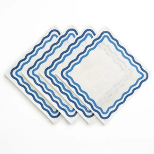 New Pomegranate Inc Blue Square Wave Placemat | Set of 4