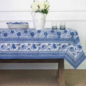 Outlet Pomegranate Inc Bohemian Floral Azure Blue & Aqua Tablecloth