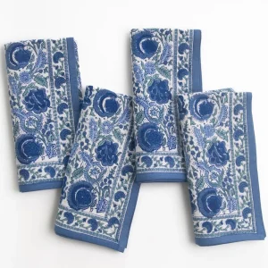 Discount Pomegranate Inc Bohemian Floral Azure Blue & Aqua Napkin | Set of 4