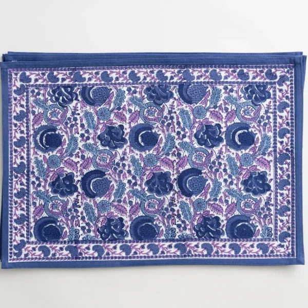 Clearance Pomegranate Inc Bohemian Floral Blues & Purple Placemat | Set of 4