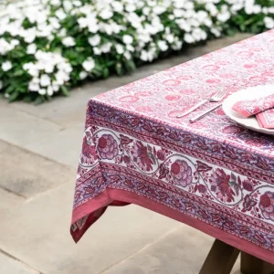 Online Pomegranate Inc Bohemian Floral Dusty Rose Tablecloth