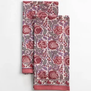 Sale Pomegranate Inc Bohemian Floral Dusty Rose Tea Towels