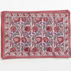 Sale Pomegranate Inc Bohemian Floral Dusty Rose Placemat | Set of 4