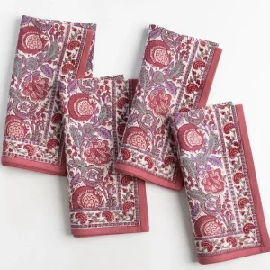 Best Pomegranate Inc Bohemian Floral Dusty Rose Napkin | Set of 4