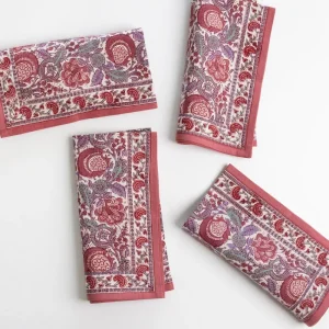 Best Pomegranate Inc Bohemian Floral Dusty Rose Napkin | Set of 4