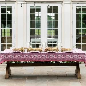 Online Pomegranate Inc Bohemian Floral Dusty Rose Tablecloth