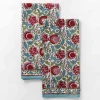 Sale Pomegranate Inc Bohemian Floral Turquoise Tea Towels | Set of 2