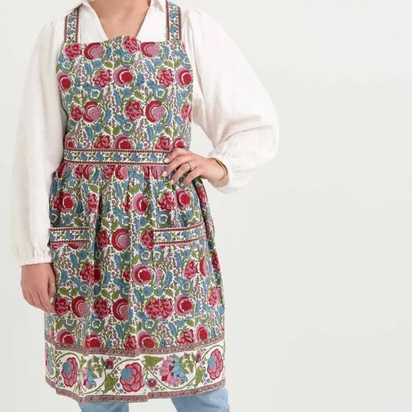 Discount Pomegranate Inc Bohemian Floral Turquoise & Cranberry Apron