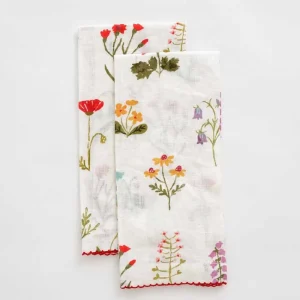 Outlet Pomegranate Inc Botanical Garden Linen Fingertip Towels | Set of 2