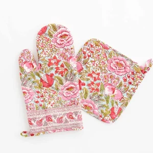 Fashion Pomegranate Inc Bright Wildflower Garden Oven Mitt Pot Holder Set