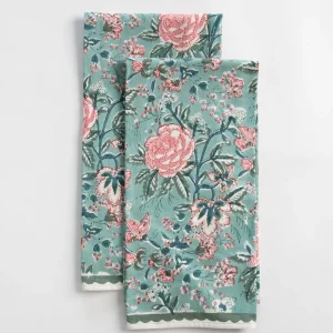 Sale Pomegranate Inc Butterfly Garden Aqua & Rose Tea Towels