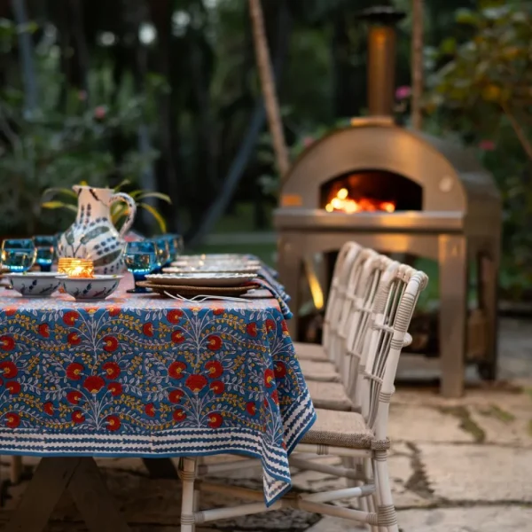 Fashion Pomegranate Inc Cactus Flower Blue & Poppy Tablecloth