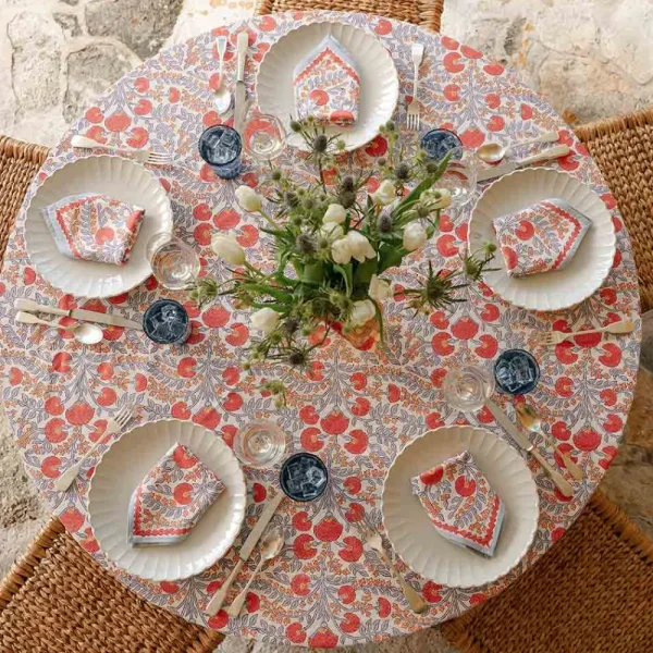 Hot Pomegranate Inc Cactus Flower Ivory Tablecloth