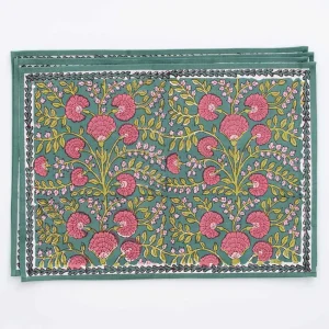 Hot Pomegranate Inc Cactus Flower Jade Placemat | Set of 4