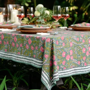 Clearance Pomegranate Inc Cactus Flower Jade Tablecloth