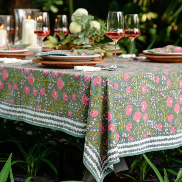 Clearance Pomegranate Inc Cactus Flower Jade Tablecloth