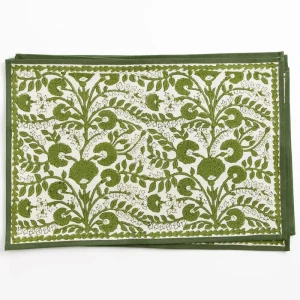 New Pomegranate Inc Cactus Flower Lettuce Green Placemat | Set of 4