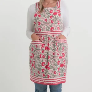 Hot Pomegranate Inc Cactus Flower Scarlet & Rose Apron