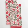 New Pomegranate Inc Cactus Flower Scarlet & Rose Tea Towels