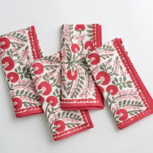 Fashion Pomegranate Inc Cactus Flower Scarlet & Rose Napkin | Set of 4