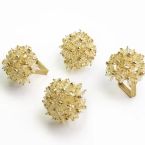 Fashion Pomegranate Inc Champagne Bouquet Beaded Napkin Ring | Set of 4