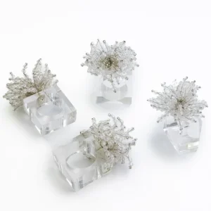 Outlet Pomegranate Inc Clear Acrylic Beaded Napkin Ring | Set of 4