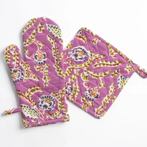 Outlet Pomegranate Inc Climbing Dahlia Lilac Oven Mitt Set