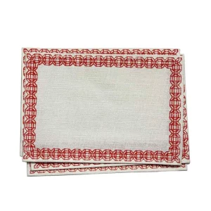 Hot Pomegranate Inc Coral Bamboo Jute Placemat | Set of 4