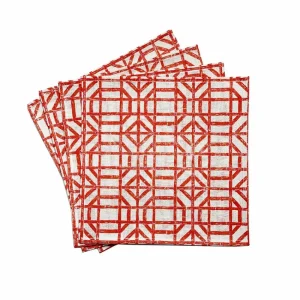 New Pomegranate Inc Coral Bamboo Placemat | Set of 4