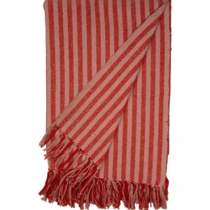 Clearance Pomegranate Inc Crimson Candy Stripe Woven Throw