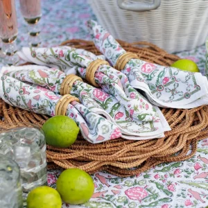 Clearance Pomegranate Inc Dove & Cypress Pink & Green Napkin | Set of 4