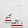 Best Pomegranate Inc Embroidered Hunt Scene Red Ribbon Tea Towels