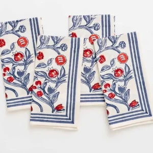 Best Pomegranate Inc Emma Red & Blue Napkin | Set of 4