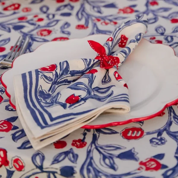 Best Pomegranate Inc Emma Red & Blue Napkin | Set of 4