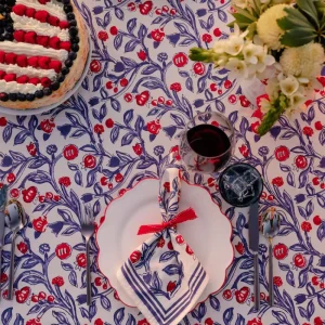 Best Pomegranate Inc Emma Red & Blue Napkin | Set of 4