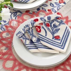 Best Pomegranate Inc Emma Red & Blue Napkin | Set of 4