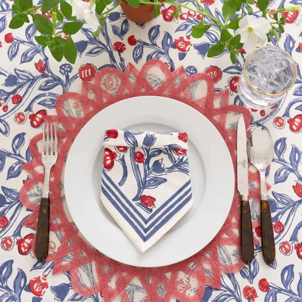 Best Pomegranate Inc Emma Red & Blue Napkin | Set of 4