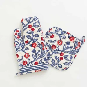 Outlet Pomegranate Inc Emma Red & Blue Oven Mitt Set