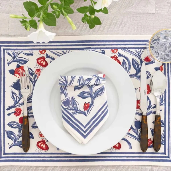 Outlet Pomegranate Inc Emma Red & Blue Placemat | Set of 4