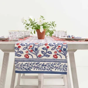 New Pomegranate Inc Emma Red & Blue Table Runner