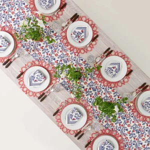 New Pomegranate Inc Emma Red & Blue Table Runner