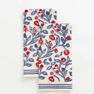 Fashion Pomegranate Inc Emma Red & Blue Tea Towels