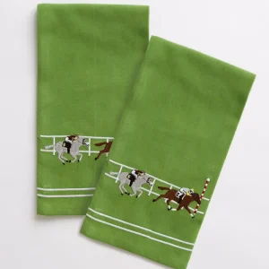 Best Pomegranate Inc Finish Line Horse Racing Embroidered Hand Towels