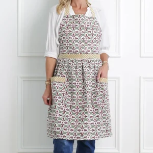 New Pomegranate Inc Fleur de Lis Antique Jade Apron