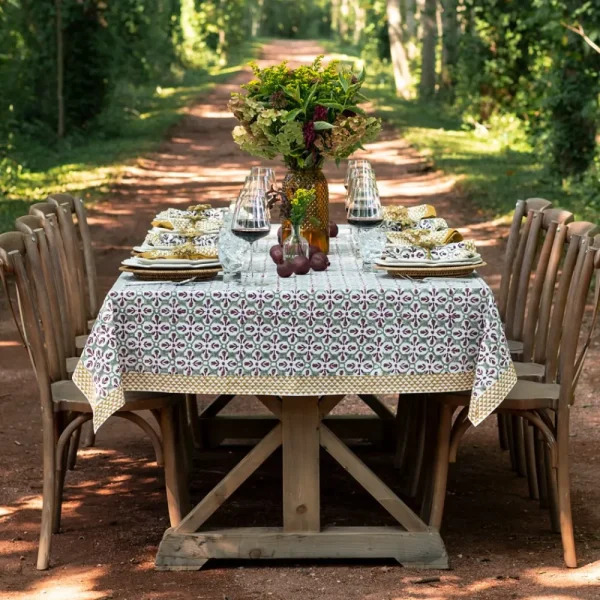 Clearance Pomegranate Inc Fleur de Lis Antique Jade Tablecloth